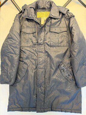 Vintage 70s 80s Canadian Parka Mens Medium Black Military Style RCAF Utility Jac